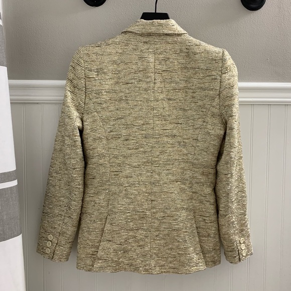 ALICE + OLIVIA Gold Metallic Tweed Knit Single Button Blazer Small C207-225-513 - Picture 8 of 15